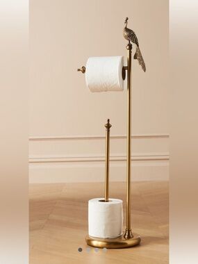 Anthropologie Ida Peacock Antique Brass Toilet Paper Stand